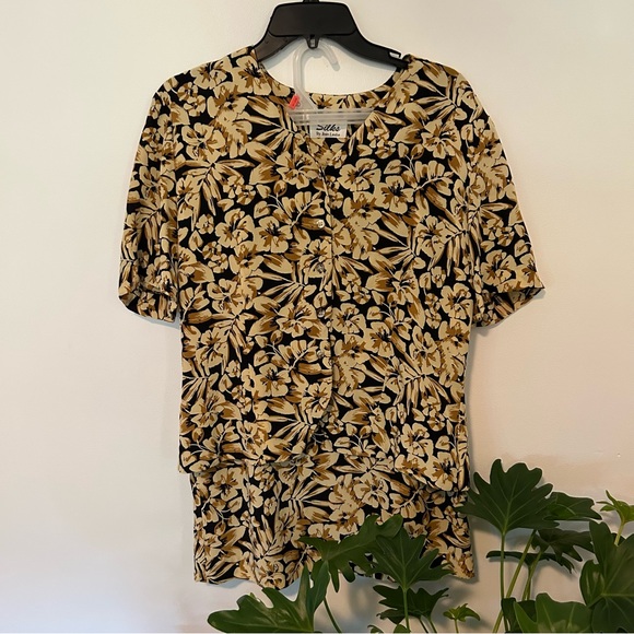 VINTAGE Black And Cream Floral 2 Piece - Picture 4 of 11